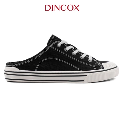 Giày Sục Đạp Gót Mules Vải Sneaker Unisex E10 Black LINE Dincox Shoes