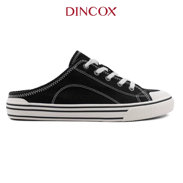 Giày Sục Đạp Gót Mules Vải Sneaker Unisex E10 Black LINE Dincox Shoes