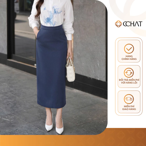 Chân Váy 𝐂𝐂𝐇𝐀𝐓 Dáng Suông Herios Cạp Rời Chất Liệu Tuytsi Cao Cấp 16CDS2031ST