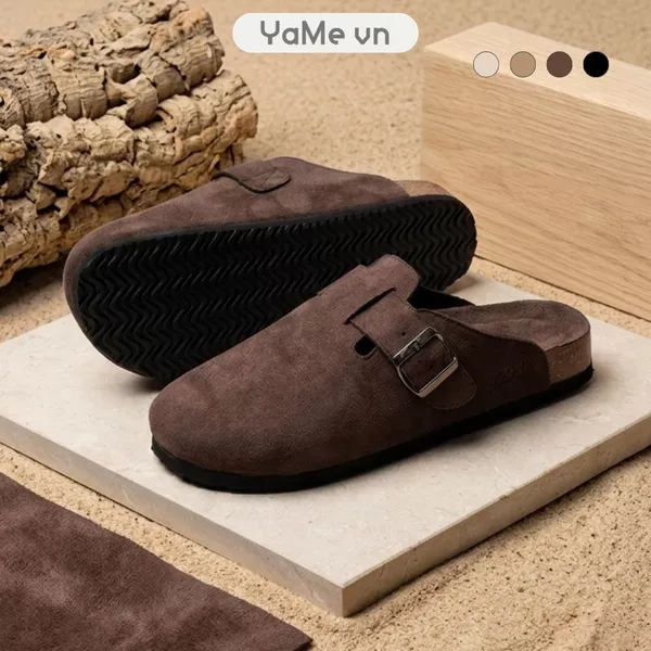 Dép Nam Đế Trấu Mules Da Suede Mềm #Y2010 133 24503 |YaMe|