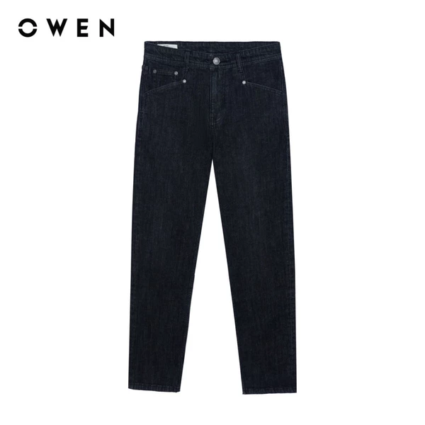 Owen - Quần jeans Straight Fit QJT263077 màu Đen chất liệu Cotton Spandex 99/1