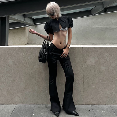 Quần dài ống loe nữ REGODS CROWNLESS FLARE PANTS – quần ống loe cạp cao, tôn dáng, phong cách high fashion