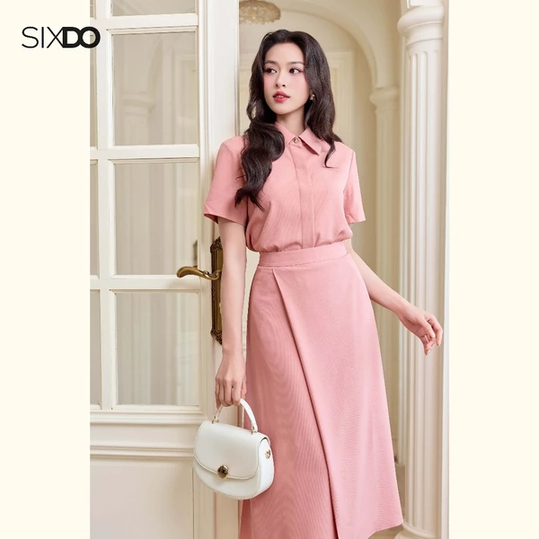 Chân váy dáng suông A ly 1 bên SIXDO (Peach Pink Woven Loose Skirt)