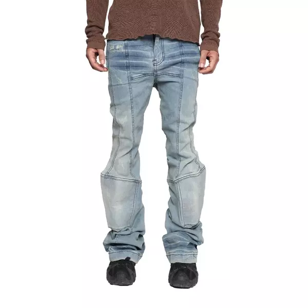 Quần Denim Skinny Goldie "PADDED FLARED LIGHT BLUE" Giặt Mài Màu Xanh Sáng