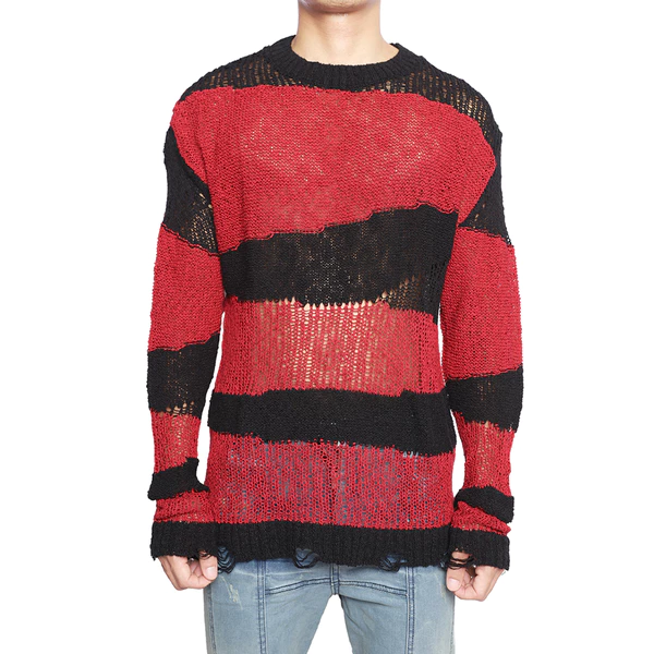 Áo Len Goldie "EMPTY KNIT RED" Form Regular Fit Màu Đen Kẻ Đỏ