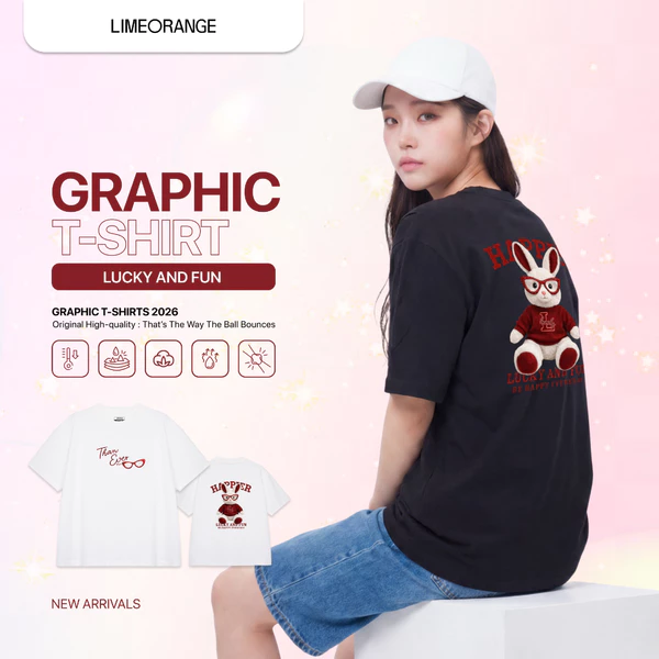 Áo Thun Boxy Fit Graphic Lucky And Fun LIMEORANGE LU26101113