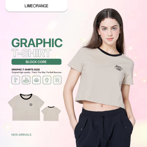 Áo thun Nữ tay ngắn LIMEORANGE phom crop LO24371401