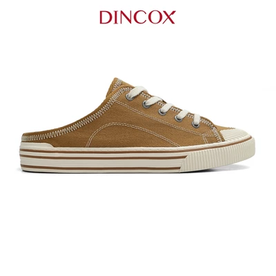 Giày Sục Đạp Gót Mules Vải Sneaker Unisex DINCOX E10 CAMEL LINE Tăng Chiều Cao 4cm