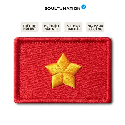 Patch Thêu 3D CỜ VIỆT NAM 1945 có miếng dán velcro cao cấp - SOUL OF A NATION