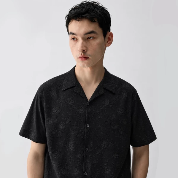 Áo sơ mi nam ROWAY PREMIUM vải jacquard | Cộc tay vân hoa