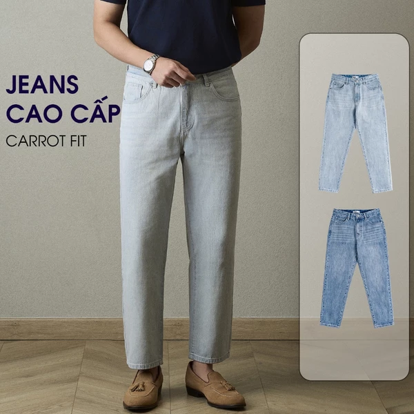 Quần Jeans Dài Nam - Carrot Fit SS1 - Màu Xanh Đậm & Xanh Nhạt – BY COTTON