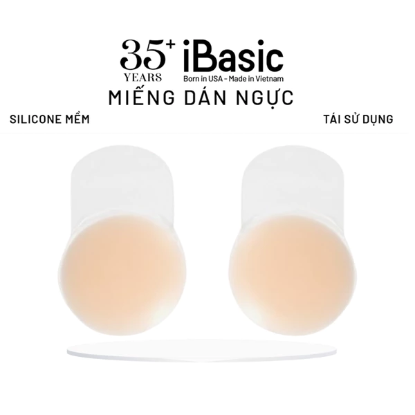 Miếng dán ngực silicone iBasic dính chắc có tai nâng đỡ vòng 1 sử dụng nhiều lần PK091-1