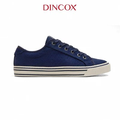 Giày Sneaker Nam Nữ Cổ Thấp Canvas DINCOX E12 NAVY LINE - Giày Vải Unisex Thời Trang Basic