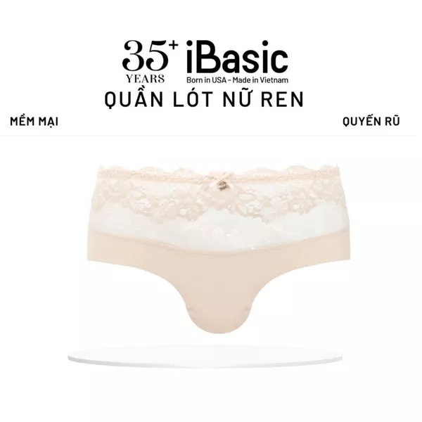 Quần lót nữ iBasic lưng cao không đường may phối ren PANW189