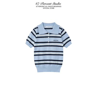 Áo Thun Ôm Nữ Len Mỏng Hoạ Tiết Kẻ Sọc 67PERCENT/67% - SAINT MARINA KNIT