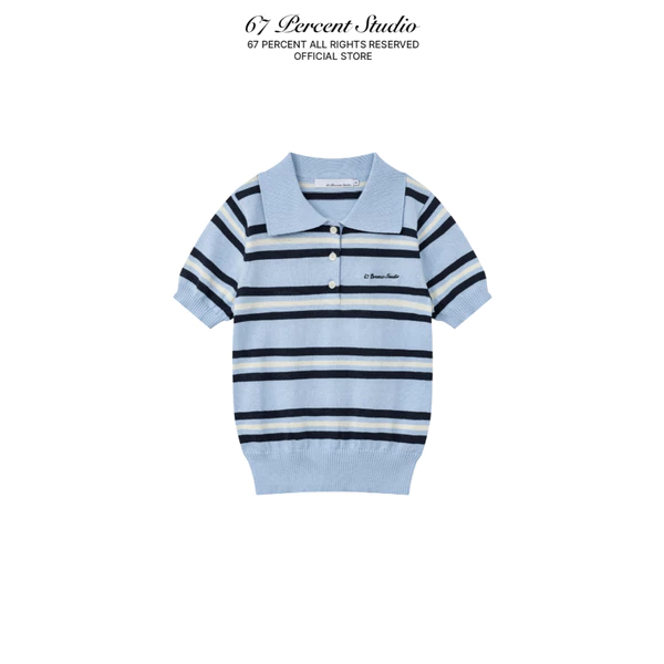 Áo Thun Ôm Nữ Len Mỏng Hoạ Tiết Kẻ Sọc 67PERCENT/67% - SAINT MARINA KNIT