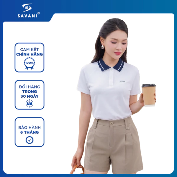 Áo Polo Nữ SAVANI Cổ Cách Điệu, Chất Cotton Mềm Mại, Thoáng Mát, Thấm Hút Mồ Hôi Tốt WPSA153S6