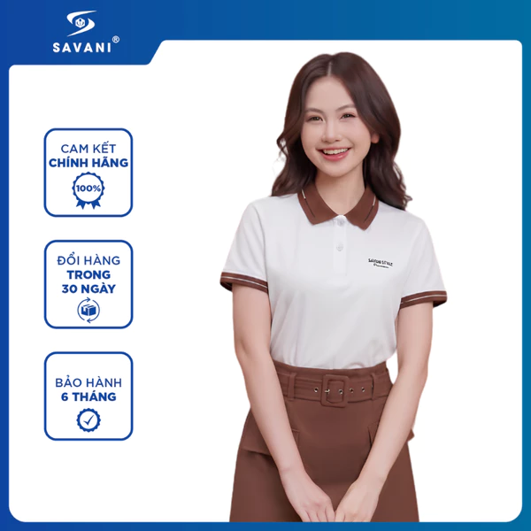 Áo Polo Gia Đình Nữ SAVANI Phối Màu Cổ Áo, Hình Thêu Trước Ngực, Chất Cotton Mềm Mát WPFA006S6