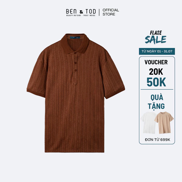Áo polo nam Ben & Tod CS1300 BC166 chất liệu cotton dệt kim co giãn, thoáng mát form Casual Fit