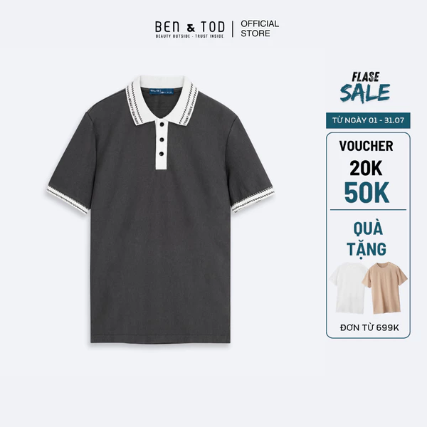 Áo thun Polo Nam Ben & Tod R1300 BD252 chất liệu cotton co giãn, thoáng mát Regular