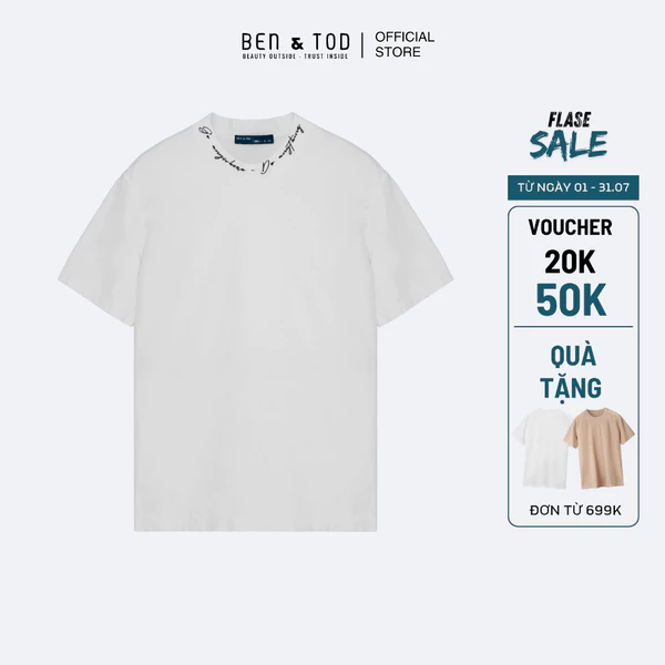 Áo thun nam tay ngắn Ben & Tod R1210 BD231 chất liệu cotton hoạ tiết phổi cổ cao cấp Regular