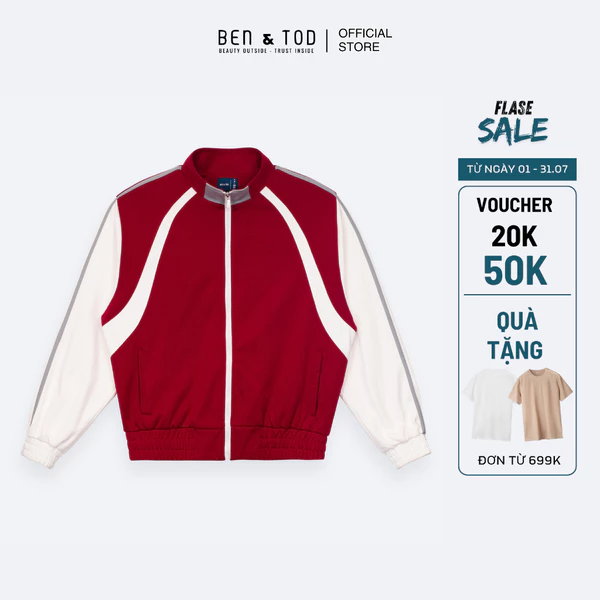 Áo khoác nam Ben & Tod RB1141 BE160 cottn hoạ tiết thể thao form Regular Boxy