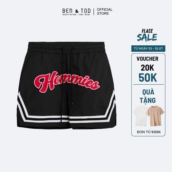 Quần short nam Ben & Tod RE2211 BD124 thể thao in hoạ tiết form Relaxed