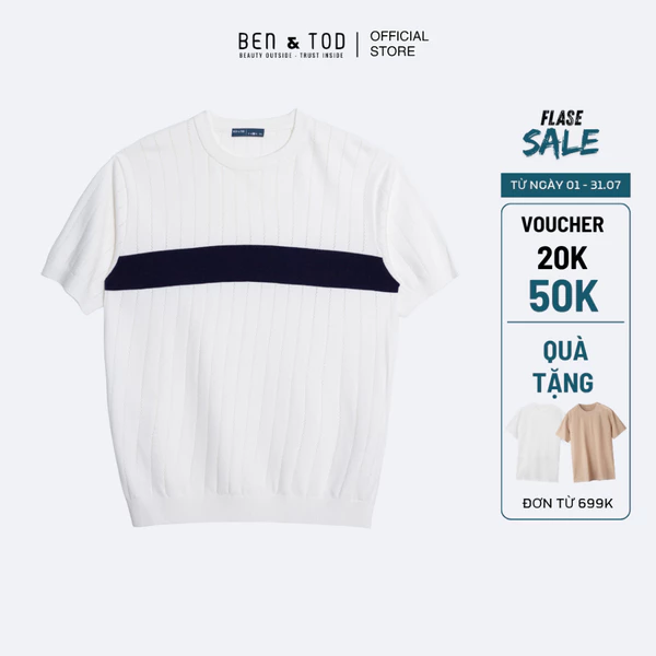 Áo thun nam Ben & Tod CS1210 BE226 dệt kim ghép màu cao cấp form Casual fit