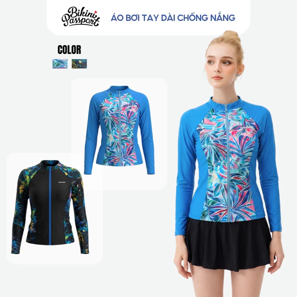 Áo bơi kín nữ tay dài chống nắng đi biển - Bikini Passport - BSV001_IN