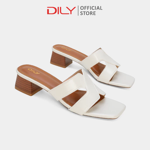 Dép guốc DILY thiết kế quai chữ X trẻ trung, gót vuông vân gỗ cao 4cm DL0665
