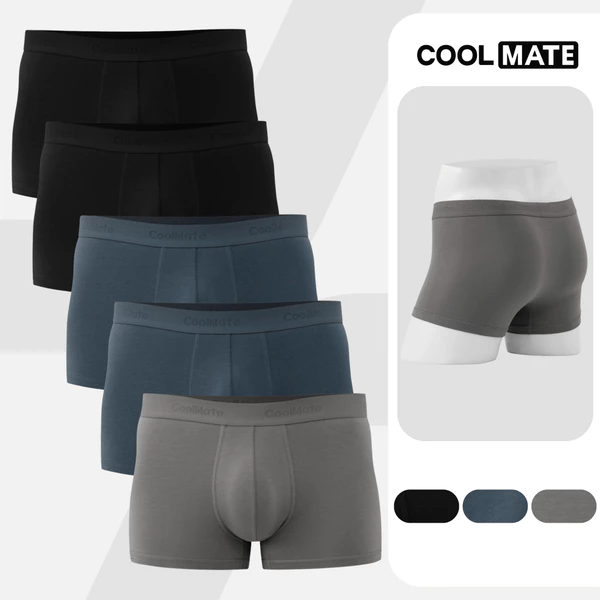 Combo 5 quần lót sịp nam Trunk Cotton mềm mại, co giãn, thoải mái mặc hàng ngày, đi làm Coolmate