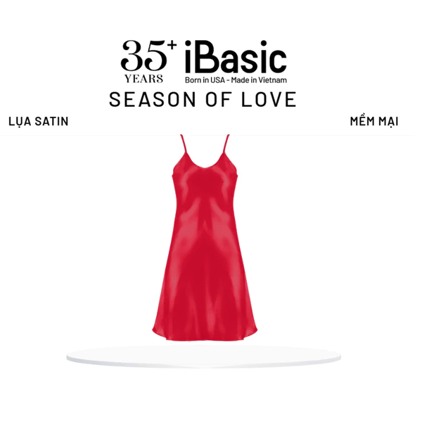 Đầm ngủ Váy ngủ 2 dây lụa satin màu đỏ gợi cảm iBasic 7916