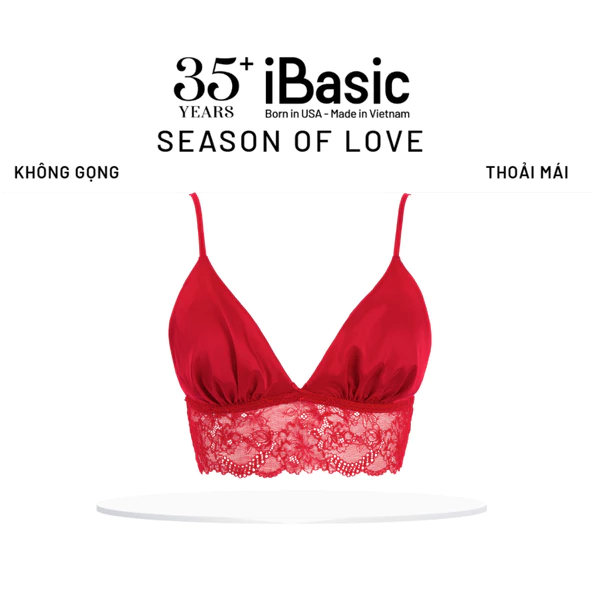 Áo ngực Áo lót Bralette mút mỏng không gọng satin phối ren iBasic thoải mái gợi cảm màu đỏ BRAW171
