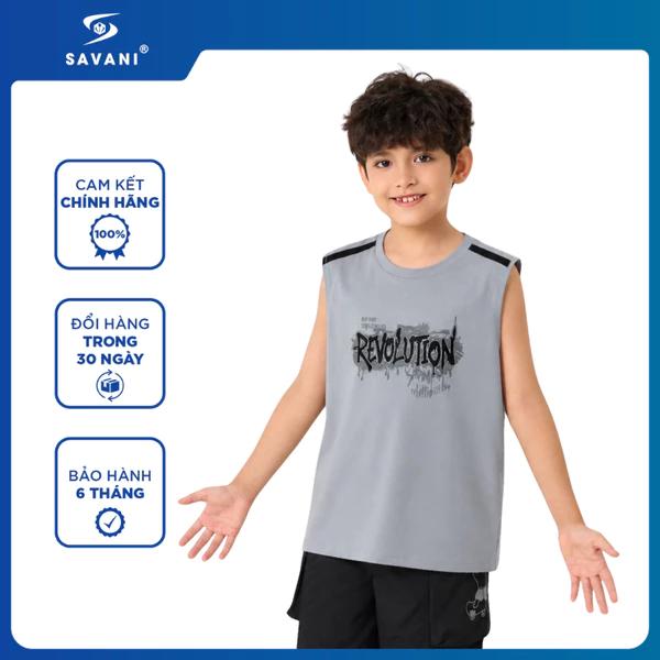 Áo Sát Nách Bé Trai SAVANI, Chất Vải Mềm Mịn, Thoáng Mát, Co Giãn, Thấm Hút Mồ Hôi Tốt BTTA019S6