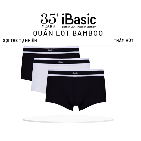 Combo 3 Quần lót nam iBasic trunk bamboo kháng khuẩn thoáng khi thấp hút vượt trội PANM129