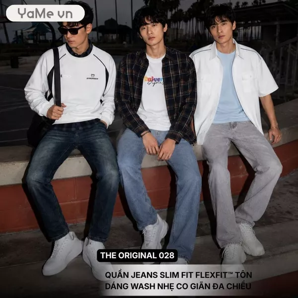 Quần jean mài nhẹ, vải mềm, ống ôm dần, phom ôm vừa F2 - The Original 028 23384 |YaMe|