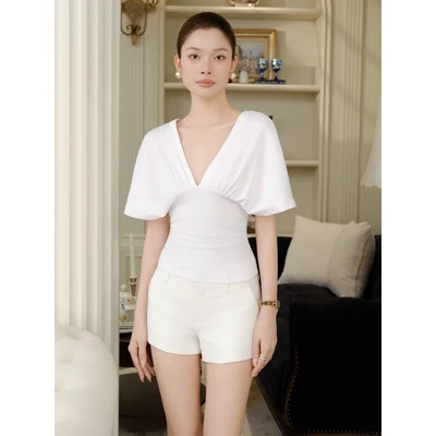RUBIES Jina Short - Quần Ngắn Nữ Vải Khaki Cạp Trễ