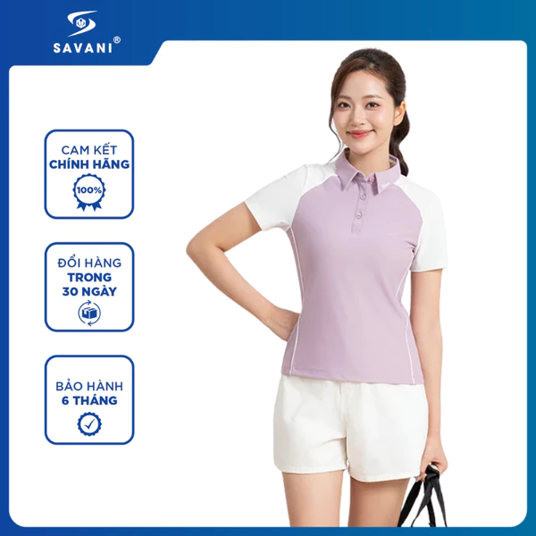 Áo Polo Thể Thao Nữ SAVANI Phối Màu, Chất Nylon Mềm Mát, Thoáng Khí, Thấm Hút Mồ Hôi WPSA160S6