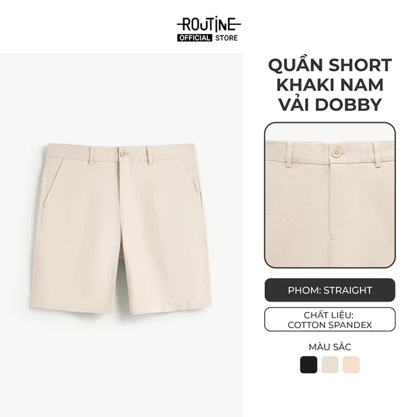 Quần Short Khaki Nam Vải Dobby Form Straight - Routine 10F24PSH041