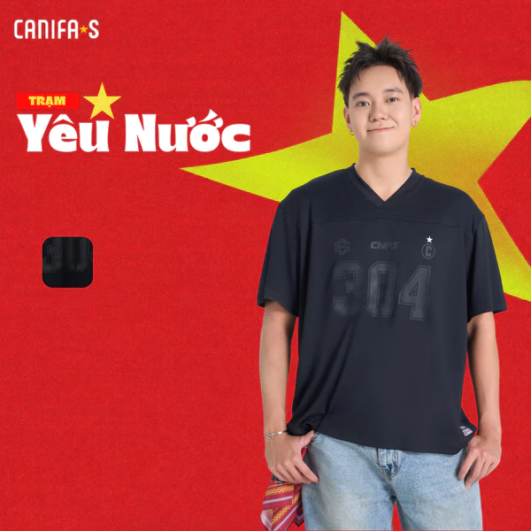 Áo phông unisex người lớn CANIFA S in chữ Vietnamese 30.4 form rộng oversize 5TS26S018