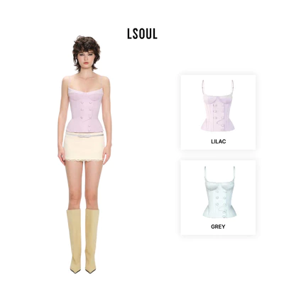 LSOUL Áo Corset Tôn Dáng Ailee Top + Chân Váy Lisa Chất Da Cạp Trễ Ron Skirt