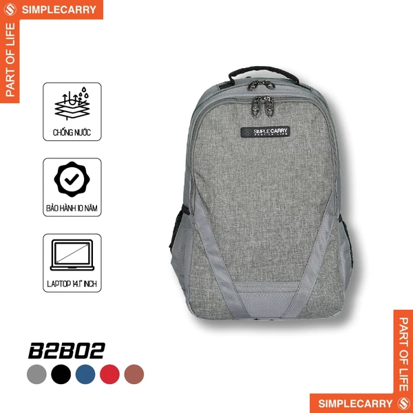 Balo Đi Học Đi Làm SimpleCarry B2B02 Chống Thấm Nước, Siêu Nhẹ, Nhiều Ngăn