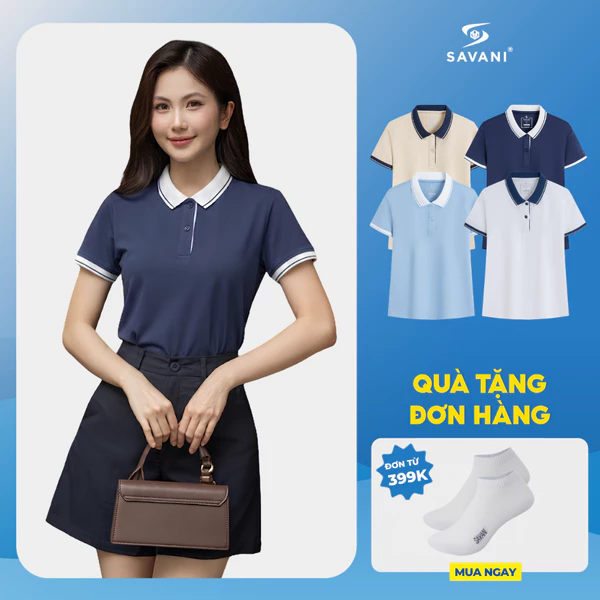 Áo Polo Nữ Ngắn Tay SAVANI Phối Viền Cổ Áo Thanh Lịch, Chất Vải Mềm Mịn, Giữ Form Tốt WPUA013S6