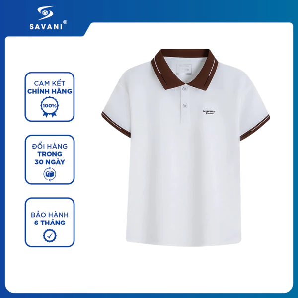 Áo Polo Gia Đình Trẻ Em SAVANI Phối Màu Cổ Áo, Hình Thêu Trước Ngực, Chất Cotton Mềm Mát KPFA006S6