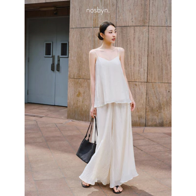 Nosbyn - Set Áo Hai Dây & Quần Dài Ống Rộng - Cami Set