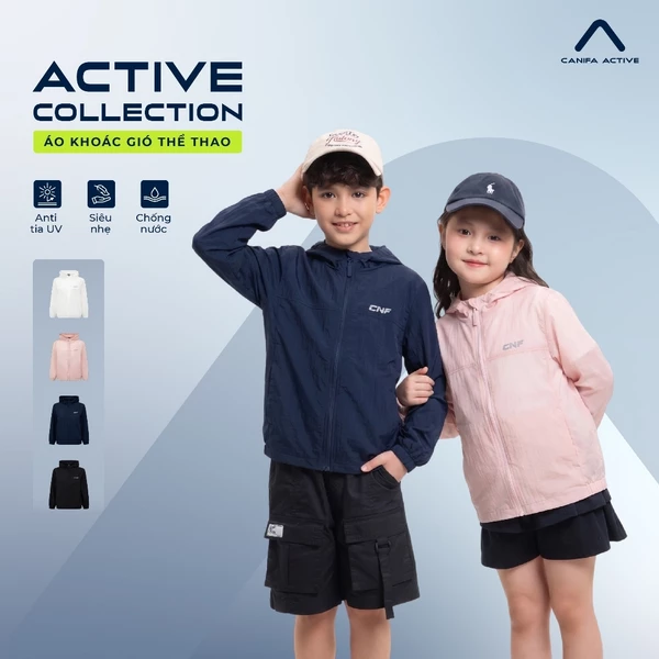 Áo khoác gió đa năng unisex trẻ em anti UV chống nước chất liệu gió mỏng nhẹ mát nhanh khô PS26 CANIFA 3OT26S002