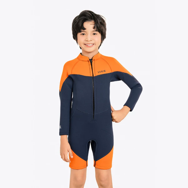Wetsuit KID bé trai SOBIE liền thân tay dài giữ nhiệt màu Navy Warmy Navy