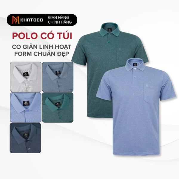 Áo thun polo nam KHATOCO Regular Fit vải mềm mịn, co giãn tốt, giữ form áo sau nhiều lần giặt mã 22840