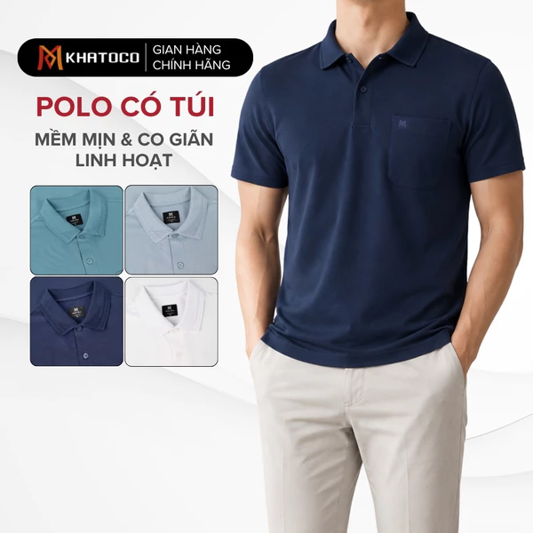 Áo thun polo nam KHATOCO Regular Fit vải mềm mịn, thoáng khí, co giãn linh hoạt mã 22842