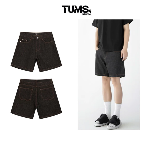 QUẦN SHORT RAW DENIM | TUM MACHINES WIDELEG RAW DENIM SHORT MẶC HÀNG NGÀY ĐEN